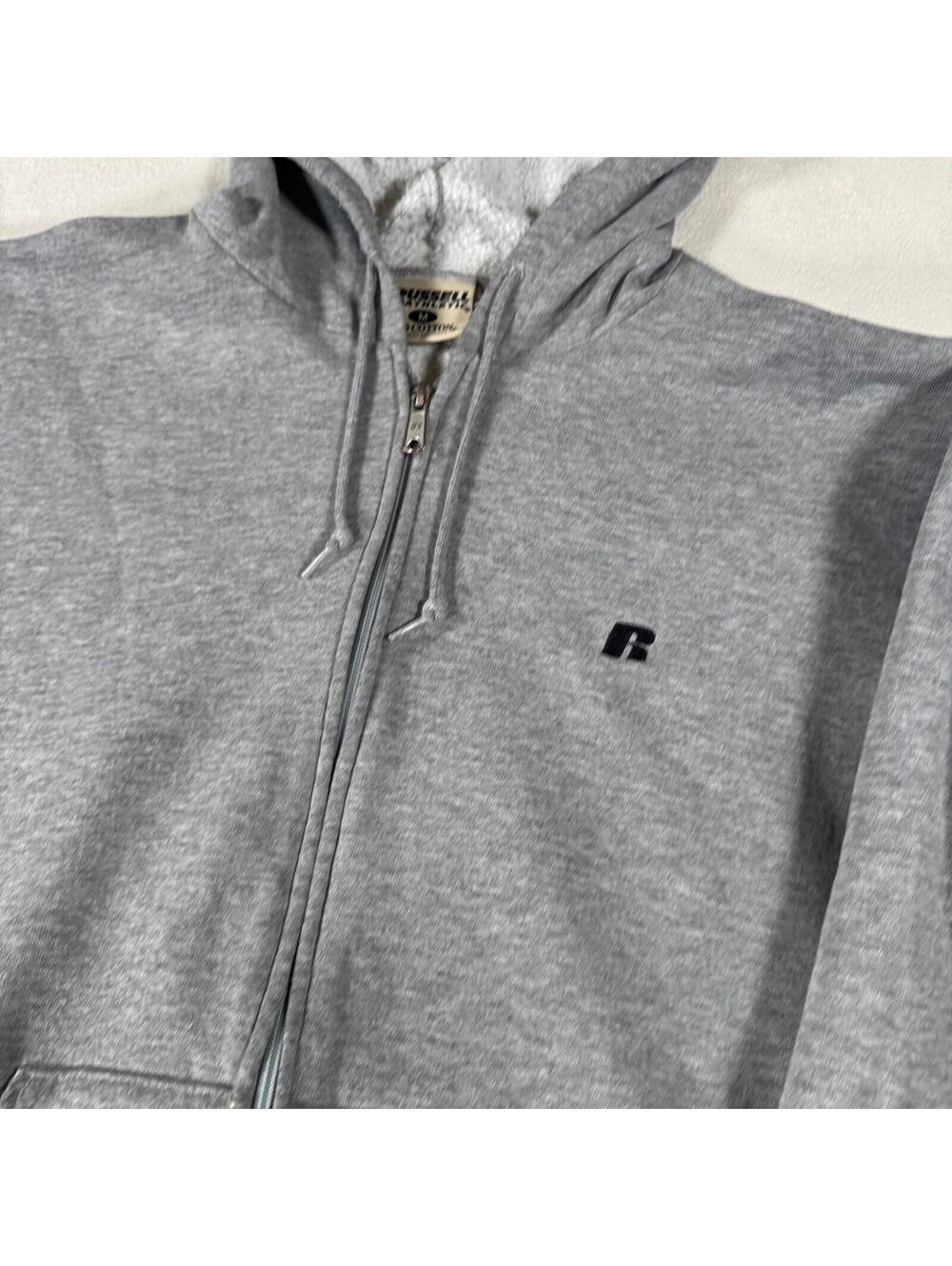 Y2K Russel Athletic Cotton Zip Up Croppy Hoodie Sz M - Picture 5 of 7